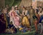 Χριστόφορος Κολόμβος μιλώντας στη βασίλισσα Ισαβέλλα Ι της Καστίλλης, στην αυλή του Φερδινάνδου και της Ισαβέλλας